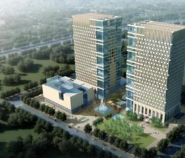 [南京]高层自然表皮对称式双塔办公楼建筑设计方案文本-1