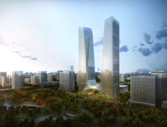 [河南]超高层绿地多功能地标性双塔办公楼建筑设计方案...-1