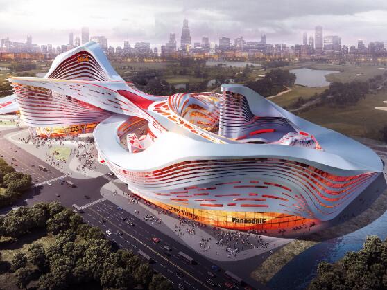 [上海]现代风格曲线造型5A级商业办公楼建筑设计方案文本-1