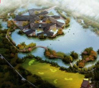 [河南]传统中式风格园林景观式酒店建筑设计方案文本-1