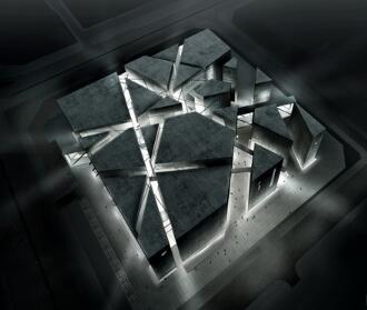 [广东]多层巨型筒体结构切割形态现代艺术展览馆建筑设计...-1
