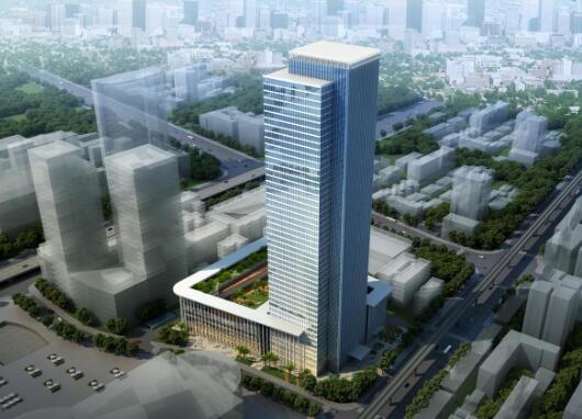 [武汉]52层现代风格塔式玻璃幕墙会展中心建筑设计方案文...-1