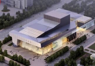 [江苏]悬挑造型折线型屋顶高层市级文化中心建筑设计方案...-1
