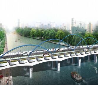 [西安]某城市中心区跨河桥建筑概念方案-1