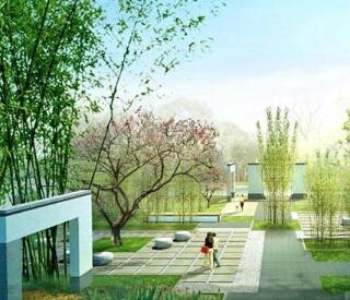 中式滨水居住区景观设计效果图-1