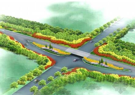 [山东]河流堤顶路绿化工程细化设计方案-1