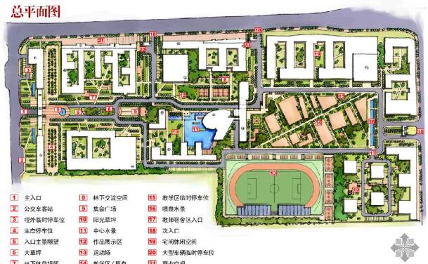 重庆某大学景观规划总平面图-1