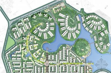 [广州]滨水住宅区景观规划设计总平面图-1