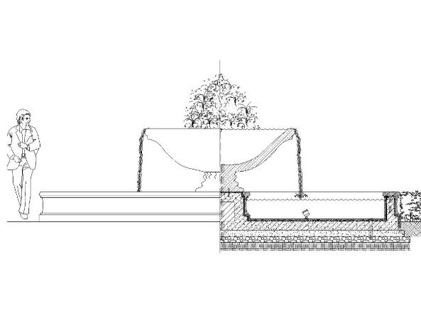 圆形花钵喷泉水景设计详图——泛亚景观-1