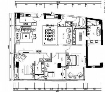 [北京]精装公寓楼标准层E型四居样板房装修图-1
