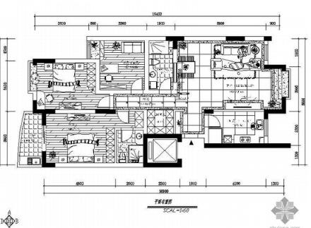 现代简洁三居室设计装修图-1