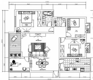 [成都]小区三户型雅居设计四居室方案Ⅱ（含效果）-1
