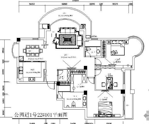 [上海]三室两厅方案设计图-1