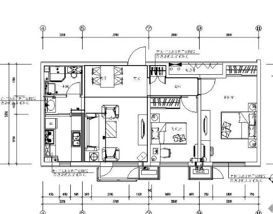 [天津]某住宅工程三种二居户型精装图-1