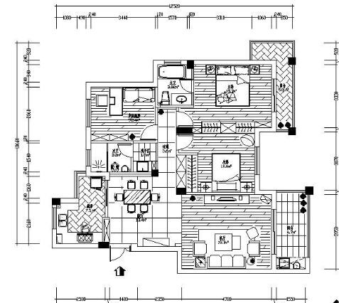 124㎡现代三居装修图（含效果）-1