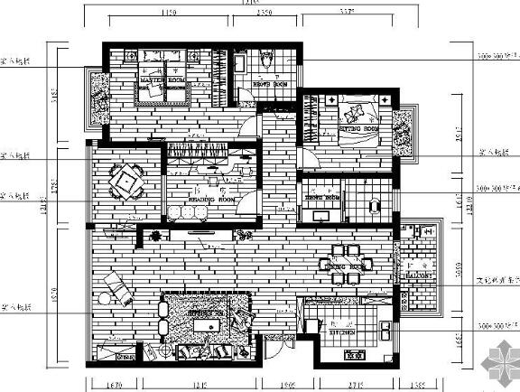 现代中式四居室装修图（含效果）-1