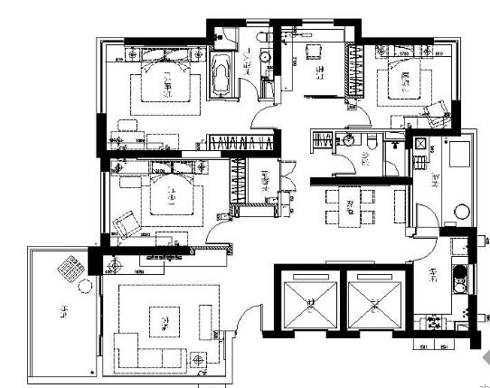 [上海]某高档三居室样板间a1施工图-1