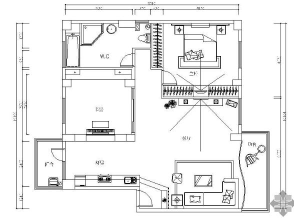 现代二居室施工图-1
