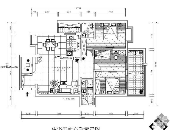 混搭风格三室二厅装修图(含效果)-1