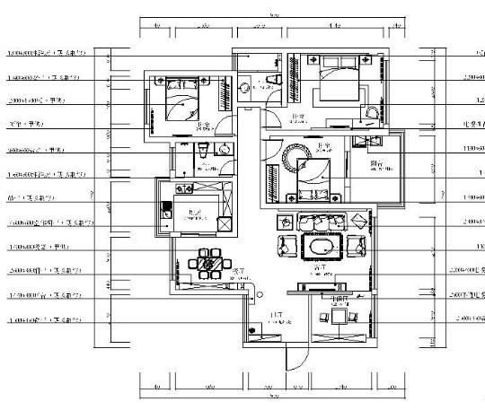 [现代]四居室设计施工图（含实景）-1