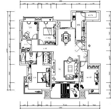 [广东]122㎡四居室设计方案图-1
