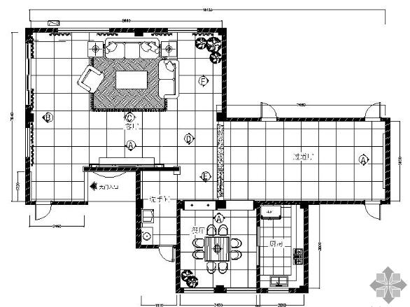 现代中式一室二厅室内施工图-1