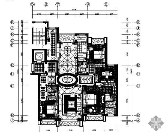 [山东]豪宅三居样板间施工图-1