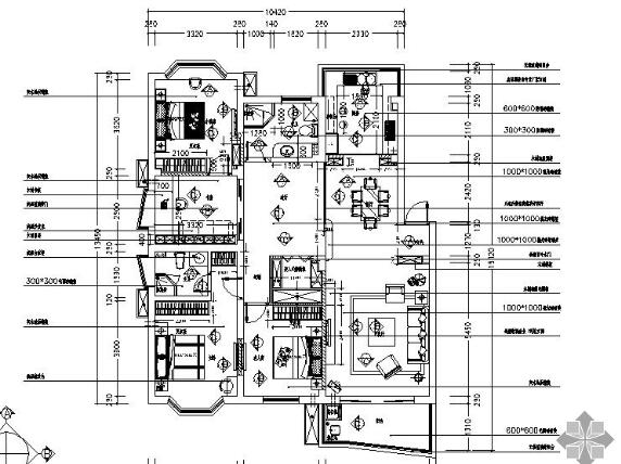 现代经典四居装修施工图-1