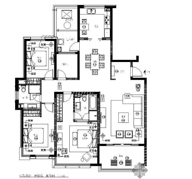 [苏州]三居C2型样板房施工图-1