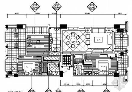 [杭州]现代精装三居样板房施工图-1