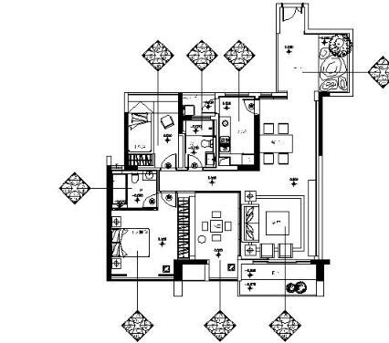 [珠海]和室禅风概念三居样板房施工图（含效果）-1
