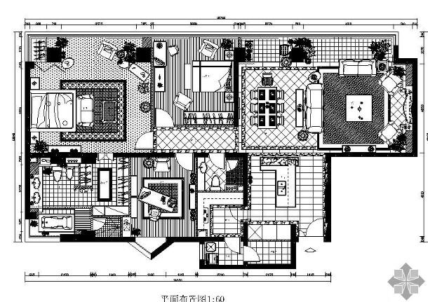 [北京]某高档样板间三居室施工图（含效果）-1