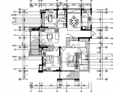 现代三居室A户型装修施工图-1