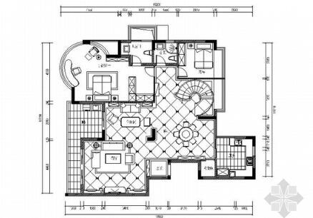 [南宁]高档复式欧陆风格样板房室内装修施工图（含效果）-1