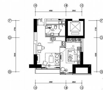 [大连]精品高档公寓一居室装修施工图（含实景）-1