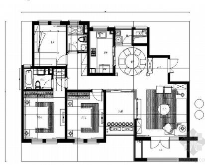 [苏州]美式新古典三居室室内装修施工图-1