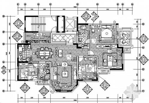 [鹤壁]高档住宅区简欧风格四居室样板装修图（含效果） 匿-1