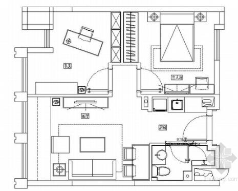 [广东]花园公寓现代风格两居室装修施工图-1