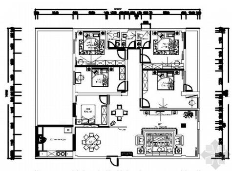 简欧风情五居室装修施工图（含效果）-1