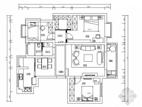 [宁波]花园小区高档三居室样板间装修施工图-1