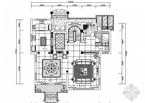 [上海]高端新古典欧式复式样板间装修施工图-1
