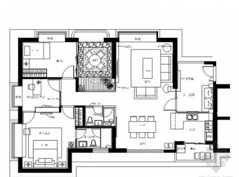 [珠海]知名企业集团国际公寓两居室户型装修施工图（含实...-1