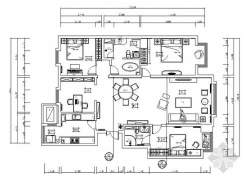 [北京]高档小区现代四居室样板间装修施工图-1