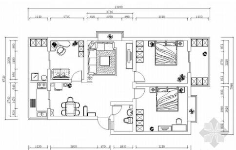 简约现代两居室室内装修图（含效果图）-1