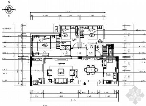 [安徽]121平雅致简欧三居室样板间装修施工图（含效果）-1