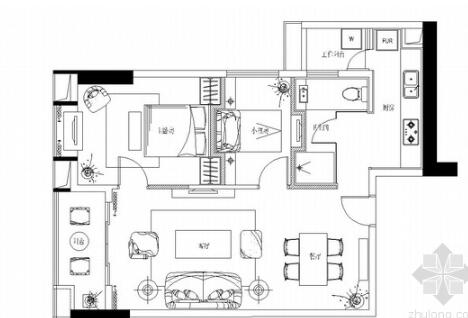 [广州]高档公寓式管理商住楼现代风格两居室装修图-1