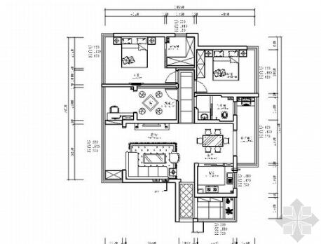 [湖南]经济开发区现代混搭风格三居室装修施工图（含效果...-1