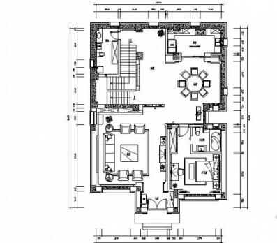 [山西]精致典雅中式风情三层别墅室内装饰施工图（含效果...-1