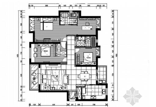 [宁波]现代四居室住宅室内装修施工图（含效果）-1