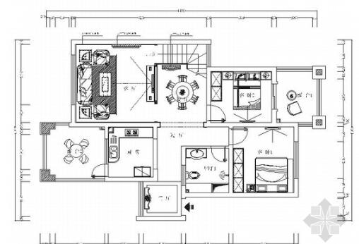 豪华复古新中式风格别墅室内装修施工图（含效果）-1